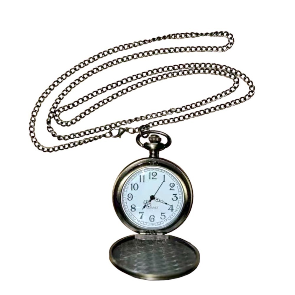 Pocket Chain Watch Fishing Theme Sportsperson Bronze Steampunk Retro Style Gift - Picture 9 of 15